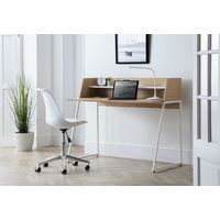 Frieda Home Office Computer Study Desk Metal White & Oak
