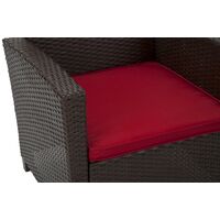 COSCO Malmo 4 Piece Resin Wicker Rattan Outdoor Garden Set Brown - Red Cushions