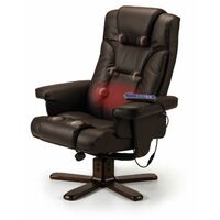 Corinne Faux Leather Recliner Massage Chair & Stool Brown