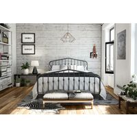 Bushwick Grey Metal Bed 5ft King Size 150 x 200 cm By Dorel