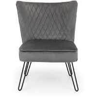 Redditch Dining Room Chair Grey Velvet Fabric Upholstered