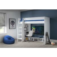 Rothbury Gaming Bed Desk & Shelves Storage White 3ft Single 90 cm