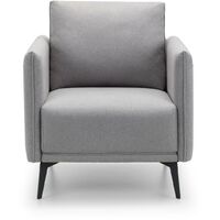 Lenna Comfy Accent Chair Armchair Platinum Grey Wool Effect Fabric