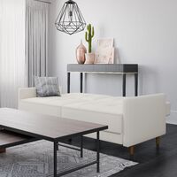 Andora Sprung Seat Sofa Bed Mid Century Contemporary Futon Faux Leather White