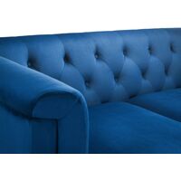 Chudleigh 2 Seater Sofa Blue Velvet Fabric Upholstered