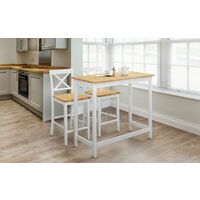 Nona White & Oak Bar Style Dining Table & Two Cross Backed Chairs