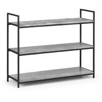 Susanna Concrete Effect Low Bookcase Sideboard With Black Metal Legs