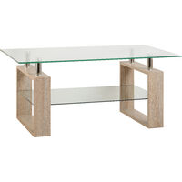 Seconique Milan Coffee Table Sonoma Oak Effect Veneer/Clear Glass/Silver