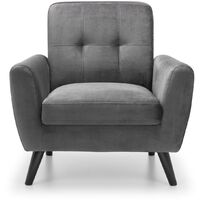 Orpha Accent Chair Armchair Dark Grey Velvet Fabric Upholstered