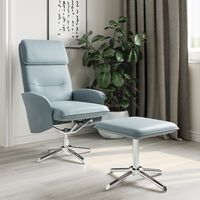 Alphason Belding Grey Faux Leather Recliner Armchair Executive Chair With Stool