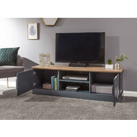 Kendal Modern Slate Blue With Oak Top & Silver Handles - Large TV Unit