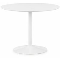 Julian Bowen Dining Set - Blanco Round White Table & 4 Kari White Chairs