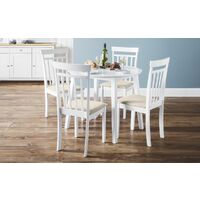 Julian Bowen Dining Set - Coast White Drop Leaf Dining Table & 4 Coast Chairs