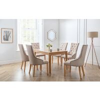 Julian Bowen Dining Set - Cotswold Extending Oak Table & 6 Loire Dining Chairs