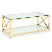 Irma Glam Coffee Table Clear Glass Gold Metal Frame