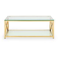 Irma Glam Coffee Table Clear Glass Gold Metal Frame