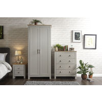 Lancaster Grey 3 Piece Bedroom Set - 2 Door Wardrobe, Chest & Bedside