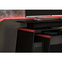 Onyx Gaming Computer PC Console Desk 2 Screen Monitor Stand Black & Red Trim