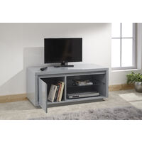 Polar Grey High Gloss TV Cabinet with LED Lights - TV Stand Unit Media Cabinet