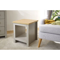 Lancaster Grey & Oak Top Side Table with Shelf