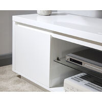Polar White High Gloss TV Cabinet with LED Lights - TV Stand Unit Media Cabinet