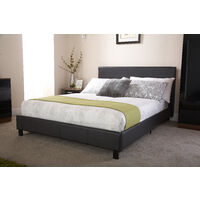 Bed-In-A-Box Faux Leather Bed 4ft Small Double 120 x 190 - Black