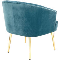 Pettine Modern Accent Chair - Plush Fabric Gold Effect Legs - Teal