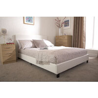 Bed-In-A-Box Faux Leather Bed 4ft Small Double 120 x 190 - White
