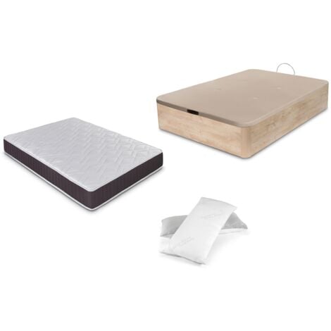 CONJUNTO Canapé abatible + colchon + almohada - Roble - 105x190