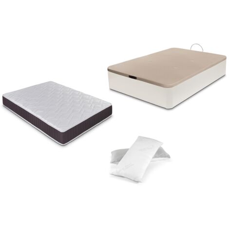 CONJUNTO Canapé abatible + colchon + almohada - Blanco - 105x190