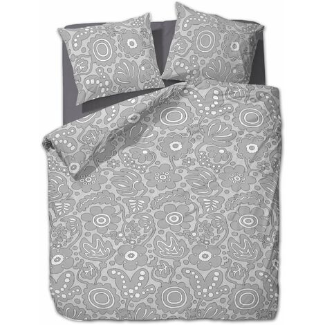 etérea Microfaser Bettwäsche April Silber 200×220 cm + 2Stk 80×80 cm