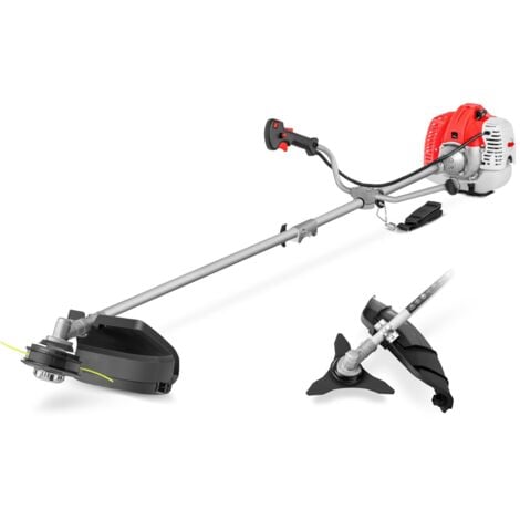 Decespugliatore con motore a benzina 2 tempi 65cc 4.9cv, 2 accessori per il taglio, manubrio a doppia impugnatura, regolatore di potenza, imbracatura - Greencut GGT650X-2