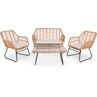 Set da giardino 4 posti IMPERIA BEIGE, tavolino da esterno + divano 2 posti + 2 poltrone, beige, resistente ai raggi UV