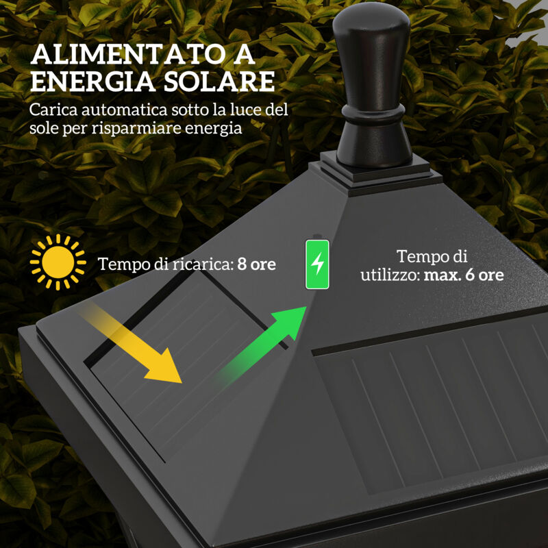 Lampione Solare Da Giardino Outsunny - 184cm, LED, IP44, Ricarica 8h, Autonomo 6h - Foto 13