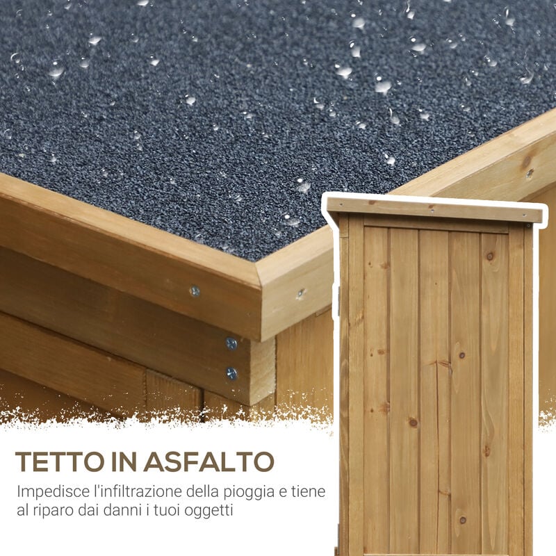 Outsunny Armadio da Esterno Ripostiglio da Giardino a 2 Ripiani Porta  Attrezzi in Legno 74 43 88cm - Outsunny - Idee regalo