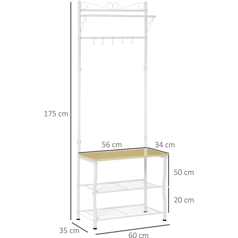 per Abiti Asciutti con Spazio Extra Bianco RF-1152 IBUYKE Stand Appendiabiti in bambù Porta Abiti in Legno a Binario Singolo con 1 Ripiani Scarpiera con Ruote 