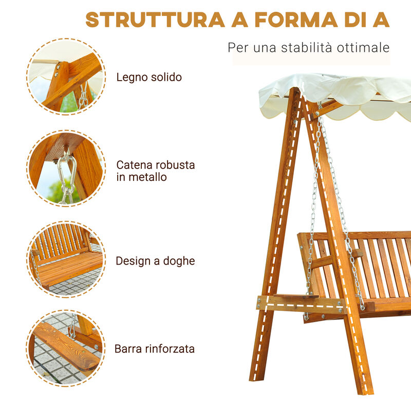 Poltrona Sospesa Outsunny - Divanetto A Dondolo Per 2 Persone Con Cuscino - Foto 7