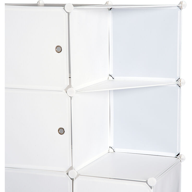 HOMCOM Armadio Modulare Armadietto Guardaroba a 10 Cubi, Scarpiera Modulare  Bianco, 111×47×145cm