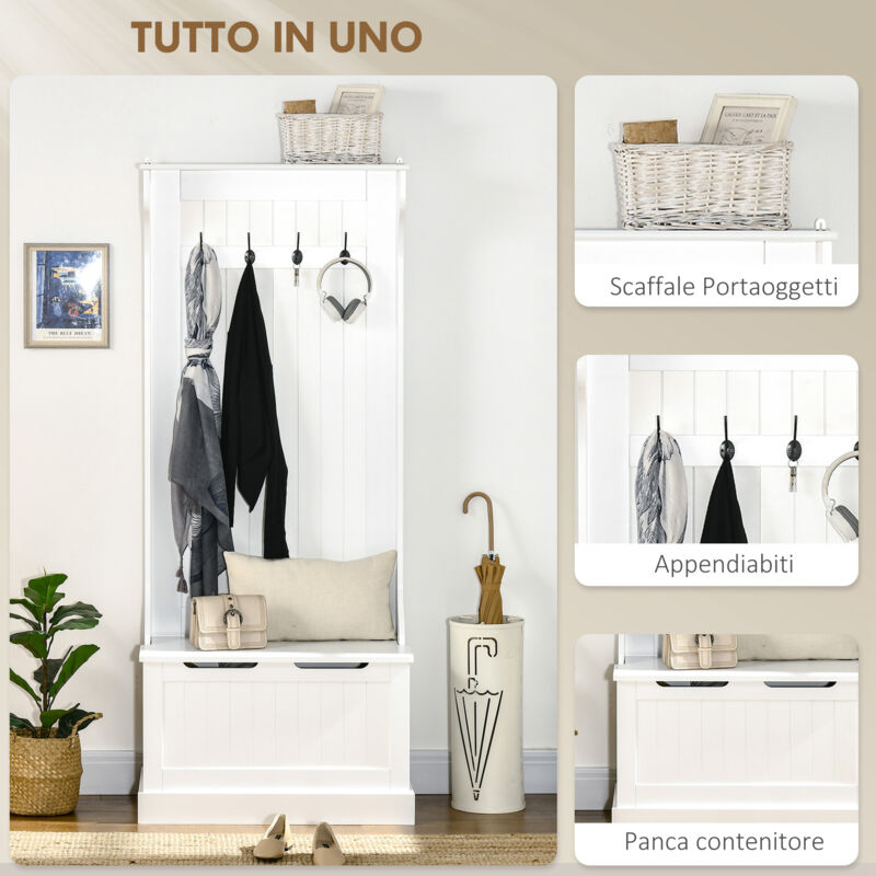Appendiabiti Da Terra Girevole HOMCOM | 8 Ganci E 4 Ripiani | Stile Industriale, Marrone E Nero