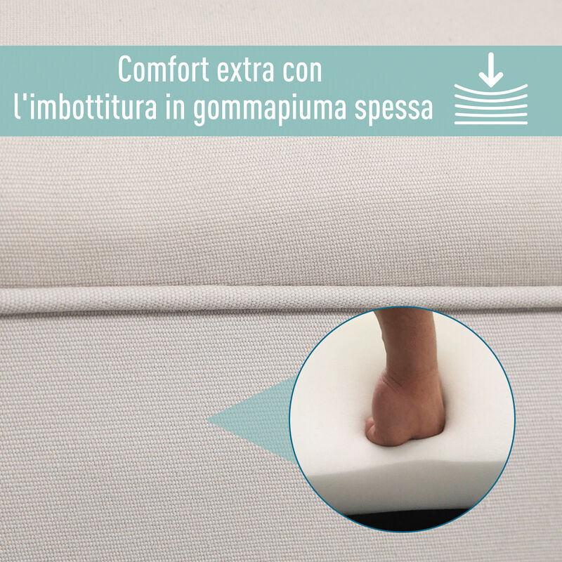 HOMCOM Panca Fondo Letto Imbottita con Braccioli Grigio