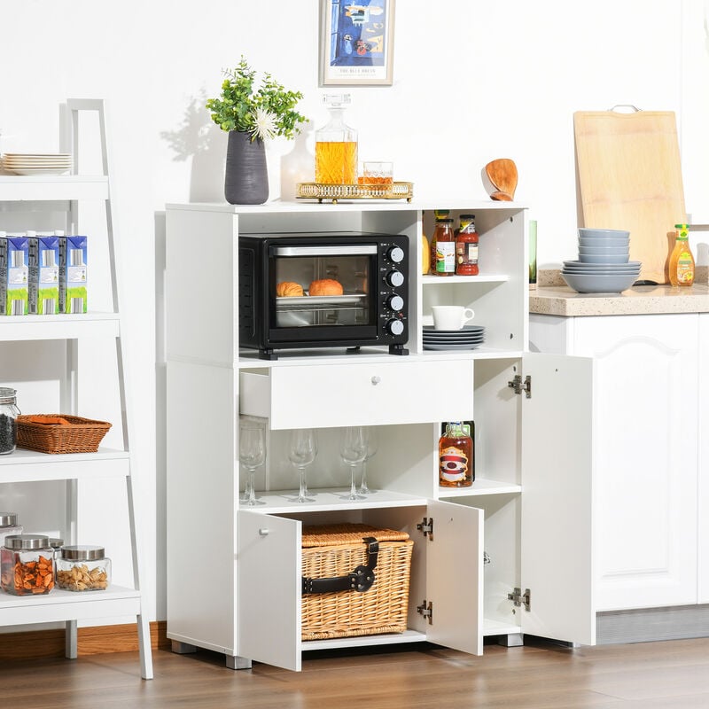 Armadio dispensa per alimenti a 2 ante con ripiani, Armadio multifunzionale  moderno per cucina soggiorno Bianco - Costway