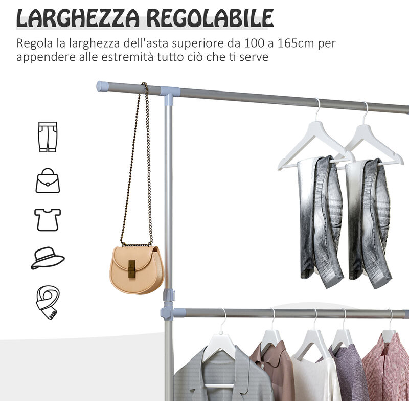 Grigio Compactor Stender Appendiabiti Inclinabile 91,5 x 42 x H 102/170 cm RAN9759 Plastica e Metallo 