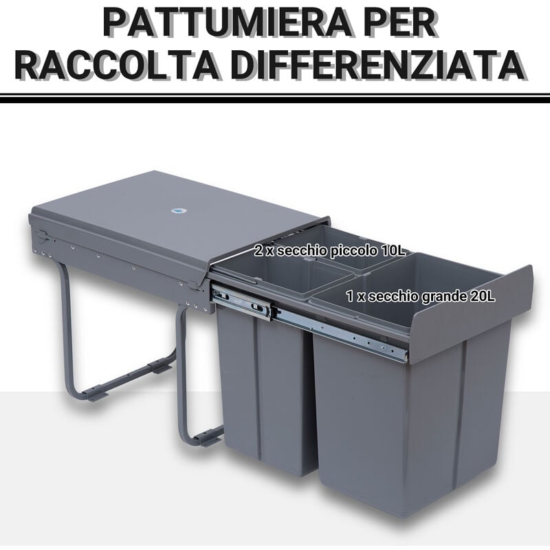 Nisorpa Cestino Estraibile Per Rifiuti Da Cucina, 20 L + 20 L, Per La - Foto 9