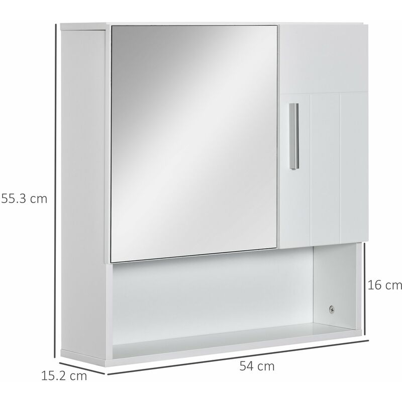 kleankin Mobiletto Pensile Bagno 60 x 10 48cm, con Specchio e 3