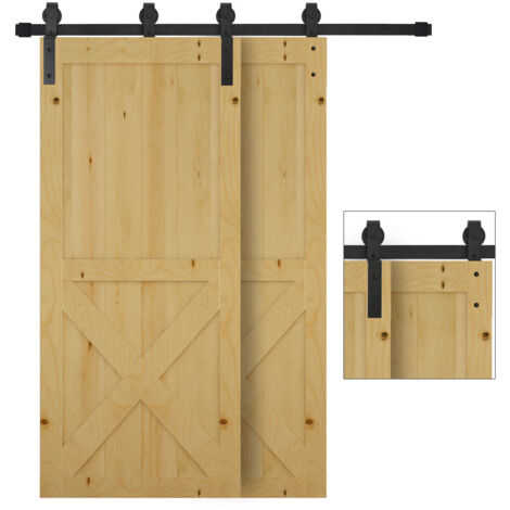 HOMCOM Kit per Porte Scorrevoli Completo in Acciaio al Carbonio Nero