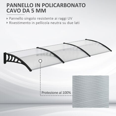 Outsunny Tettoia Esterna per Finestre, Balconi e Porte Nera e Trasparente