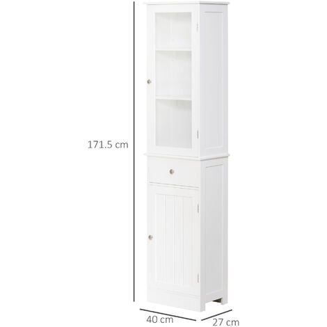 kleankin Colonna Bagno Salvaspazio con Armadietto, Cassetto e Ripiani Bianco