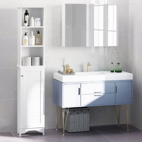 HOMCOM Mobile Bagno con Ripiano a 3 Livelli e Armadietto in MDF e Truciolato
