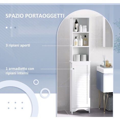 HOMCOM Mobile Bagno con Ripiano a 3 Livelli e Armadietto in MDF e Truciolato