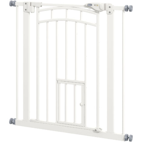 PawHut Cancelletto per Cani Estensibile 74-80x76cm a Chiusura Automatica Bianco